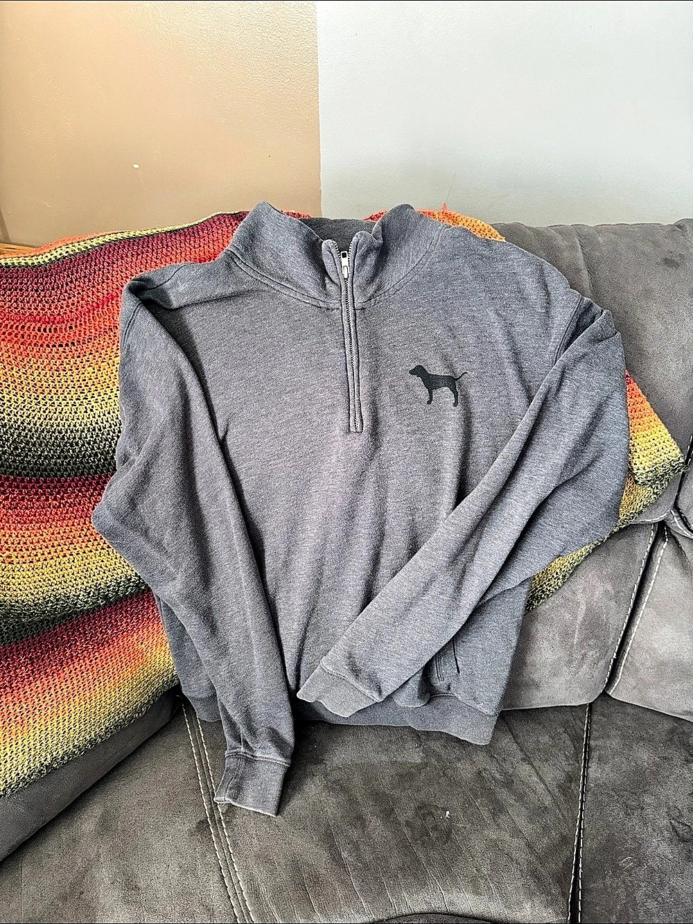 Pink Victoria'Small Secret 1/4-Zip Pullover Gray Quarter-Zip Size Small